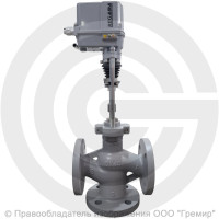 Клапан регулирующий трехходовой смесительный стальной фланцевый на пар Ду-25 Ру-25 Kvy=8м3/ч с электроприводом Regada ST mini 220В без датчика Энерготехномаш
