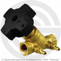 Клапан балансировочный ручной латунный муфтовый Ду-25 Ру-16 ВР (ВН) Kvs=8.5м3/ч с измерительными ниппелями MNT-R Ридан