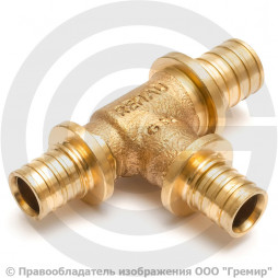 Тройник аксиальный бронзовый переходной для PE-X труб Дн 25-16-20 RAUTITAN PLATINUM RX Rehau