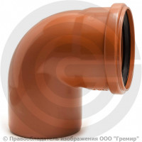 Отвод НПВХ (ПВХ) с раструбом коричневый Дн 250 87гр б/нап в/к Ostendorf KGB