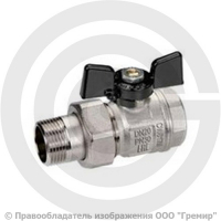 Кран латунный Ду-25 (1") Ру-30 ВР-"Американка" никель бабочка Bugatti серия 922