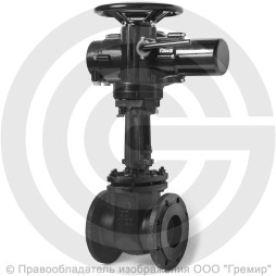 Задвижка чугунная фланцевая Ду-200 Ру-10/16 (Т<225°С) 30ч906бр ЛМЗ с электроприводом Benarmo-Б.200/24 (380 В)