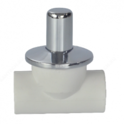 Клапан запорный (вентиль) PP-R белый хромированный Дн 20 90гр Ру-25 внутренняя пайка RTP (РосТурПласт)