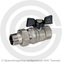 Кран латунный Ду-15 (1/2") Ру-64 ВР-"Американка" никель полнопроходной бабочка Bugatti серия 322