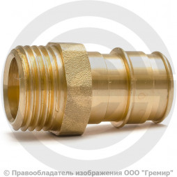 Муфта аксиальная латунная для PE-X труб Дн 16-1/2" НР (НАР) GX107 Giacomini