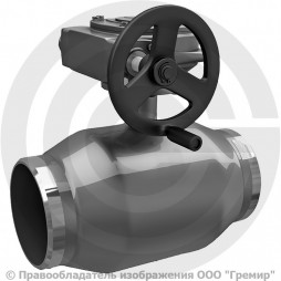 Кран стальной под приварку с редуктором Ду-100 Ру-25 L=350мм полнопроходной LD КШ.Ц.П.Р. 100.025.П/П